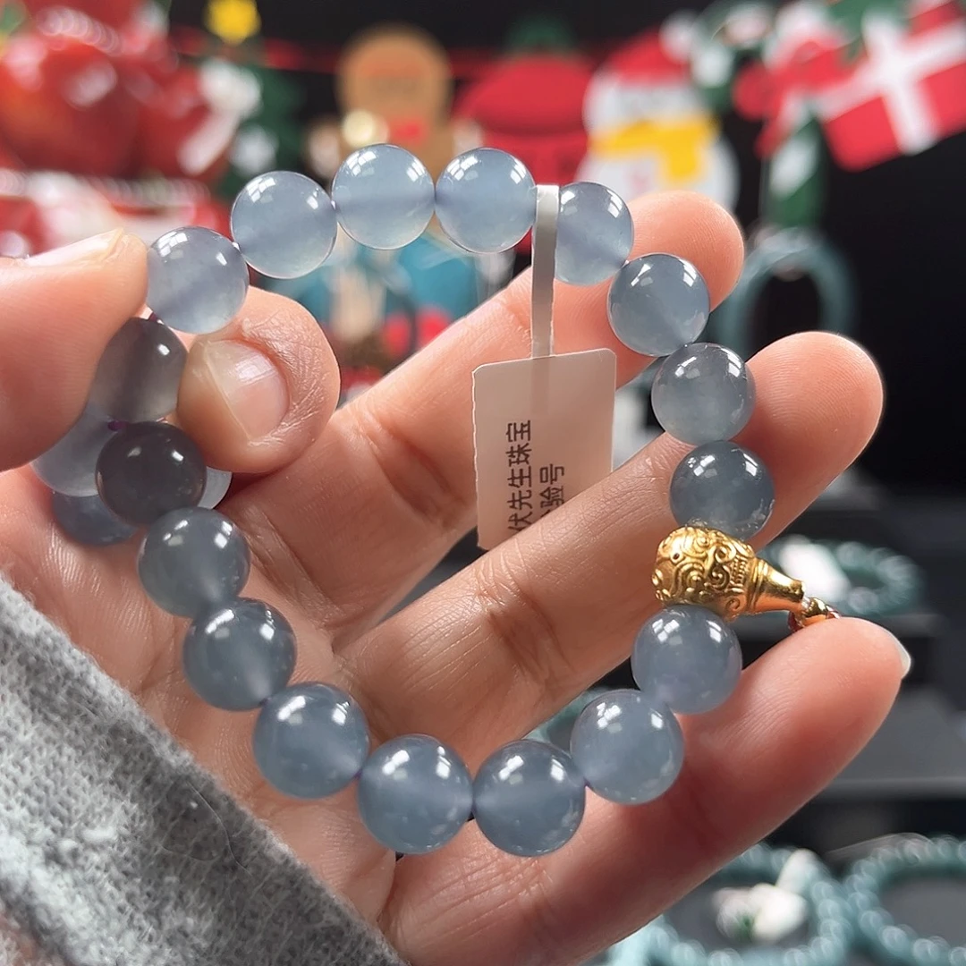 翡翠未镶嵌手链天然a货翡翠单圈紫钢10/17+1