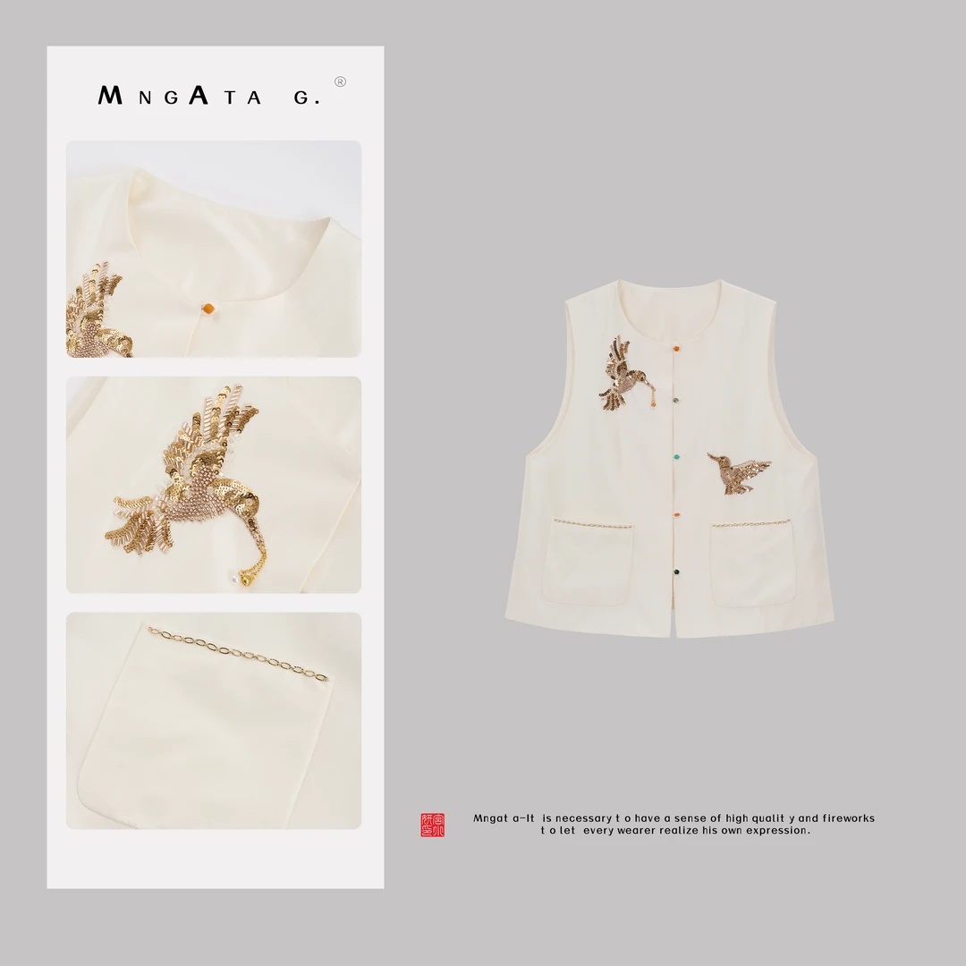 MNGATA G.宫小妍【双飞燕】真丝25春新中式国风休闲百搭马甲5021012