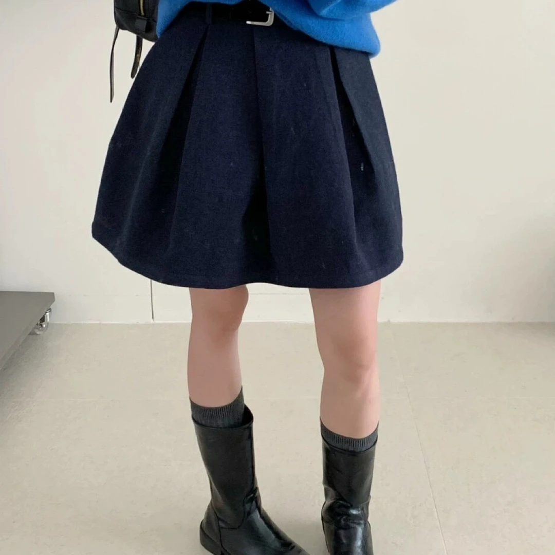 TW779呢料半身裙蓬蓬裙