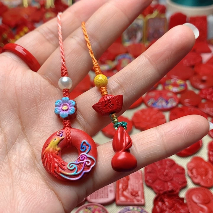 天然辰砂工艺品朱砂手机坠