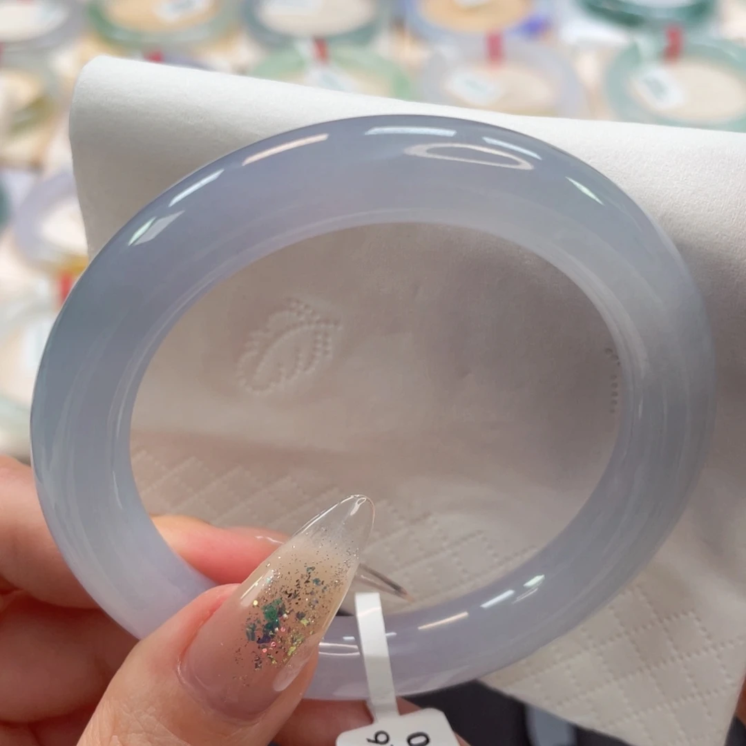 未镶嵌手镯翡翠56强推 无棉感巨纯净蓝紫20号