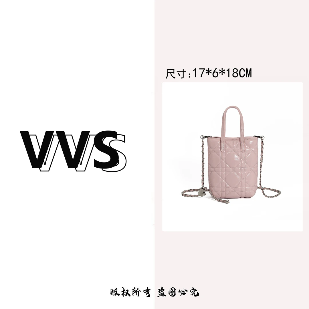 【VV专属】菱格链条时尚小水桶包精致女包单肩斜挎包TF-3269粉