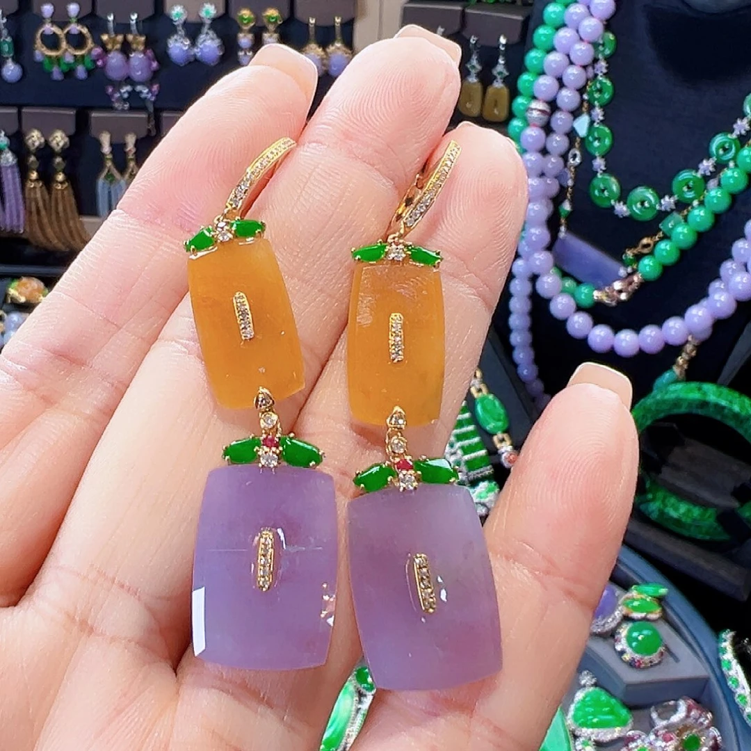 可***侯18K金镶嵌翡翠耳饰签收后24小时鉴赏期