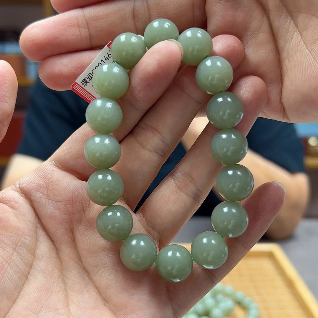 【闪购商品】手串未镶嵌和田玉卡13圆形且末兰