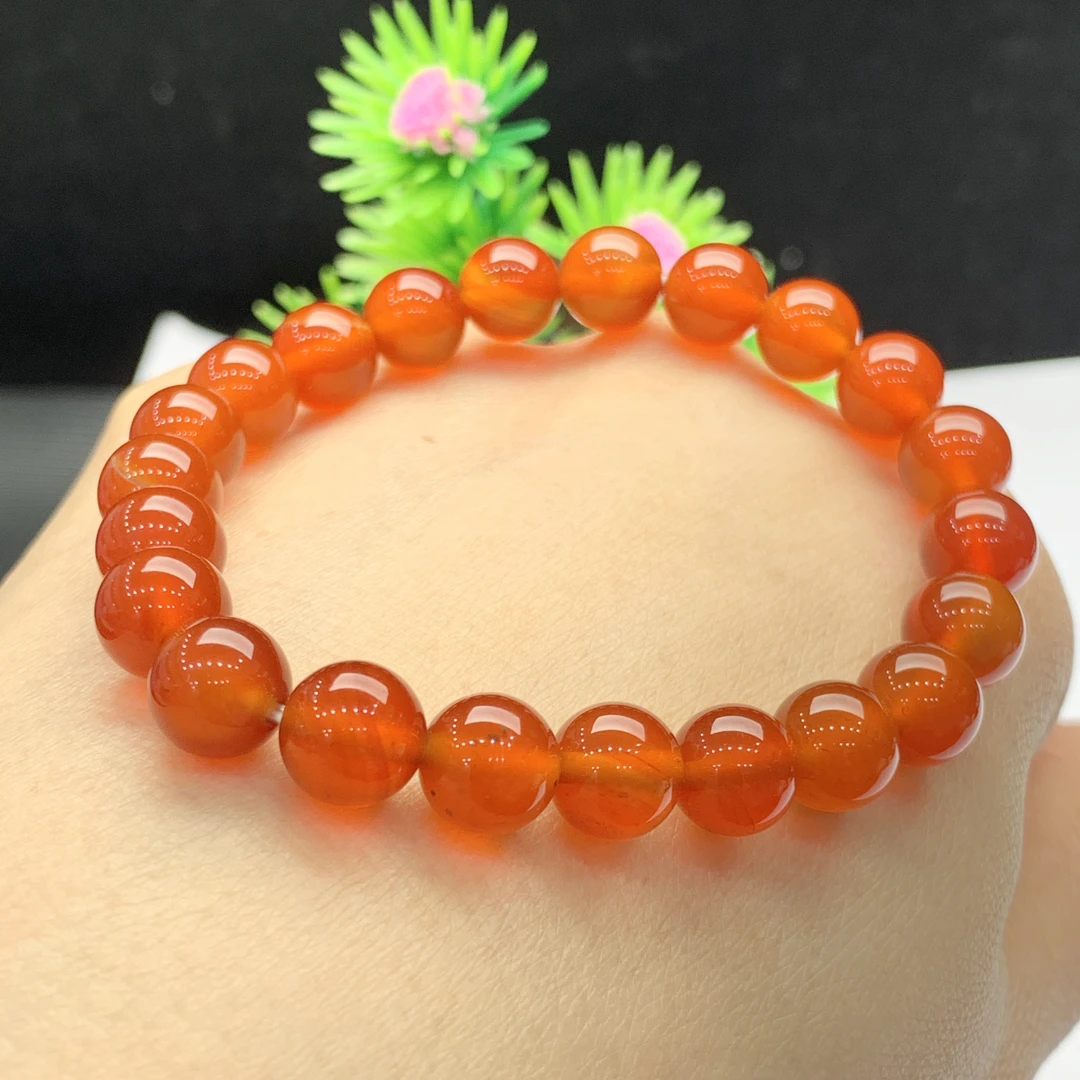 天然玛瑙手串红色百搭简约 气质单圈 多样性发货一条 时尚素圈