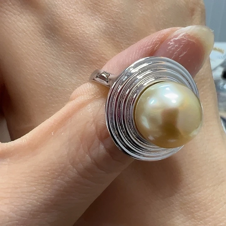 银S925镶嵌海水珍珠戒指