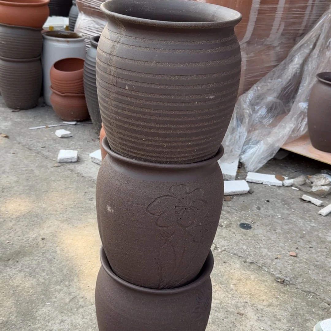 紫砂花盆口25高35宜兴紫砂瑕疵