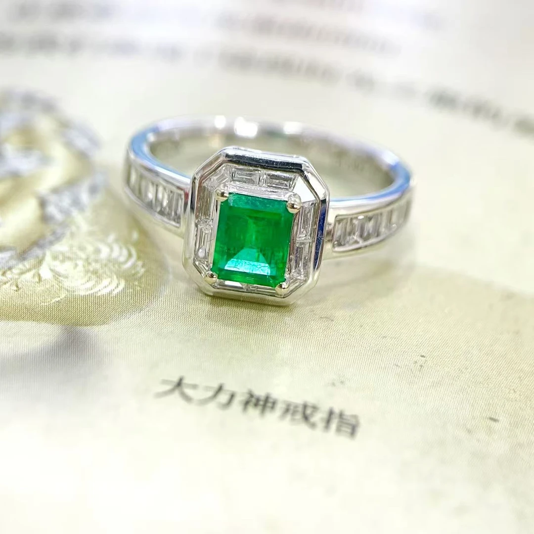 天然沃顿祖母绿0.69ct潘杰希尔18k金镶钻戒指女彩色宝石珠宝首饰