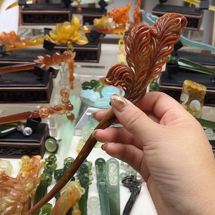 蛇纹石玉岫玉发簪未镶嵌宽*?