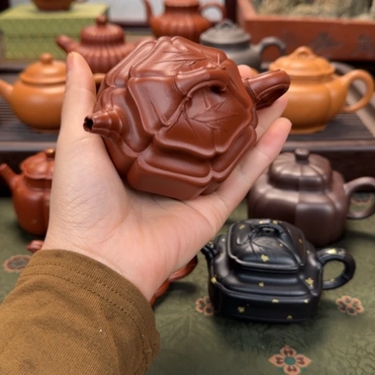 茶壶紫砂六方海棠竹鼓