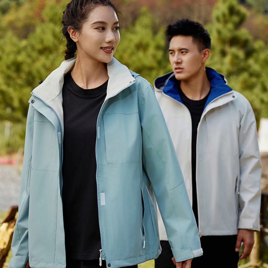 户外男女情侣薄款防风防水连帽冲锋衣休闲运动外套