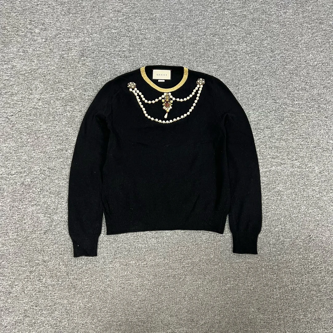 99新 GUCCI/古驰 gucci 珍珠秀款毛衣M码
