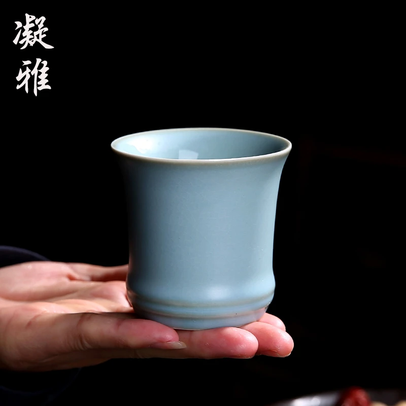 汝窑茶杯开片可养儒雅主人杯单杯茶具杯子家用汝瓷品茗杯茶盏茶碗