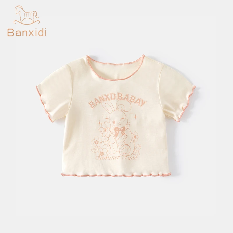 班喜迪女童短袖t恤夏新款儿童洋气时髦半袖上衣宝宝衣服夏季童装