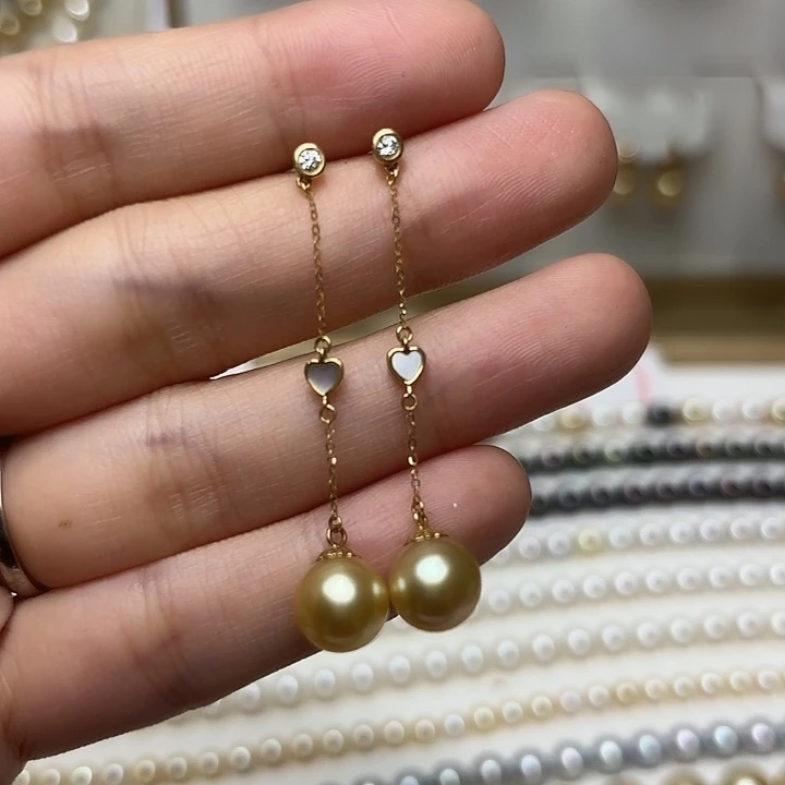 18K金镶嵌耳饰海水珍珠