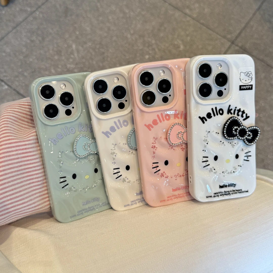 GGBond碎花kt边钻蝴蝶结适用iPhone15/16pro陨石纹手机壳14苹果13