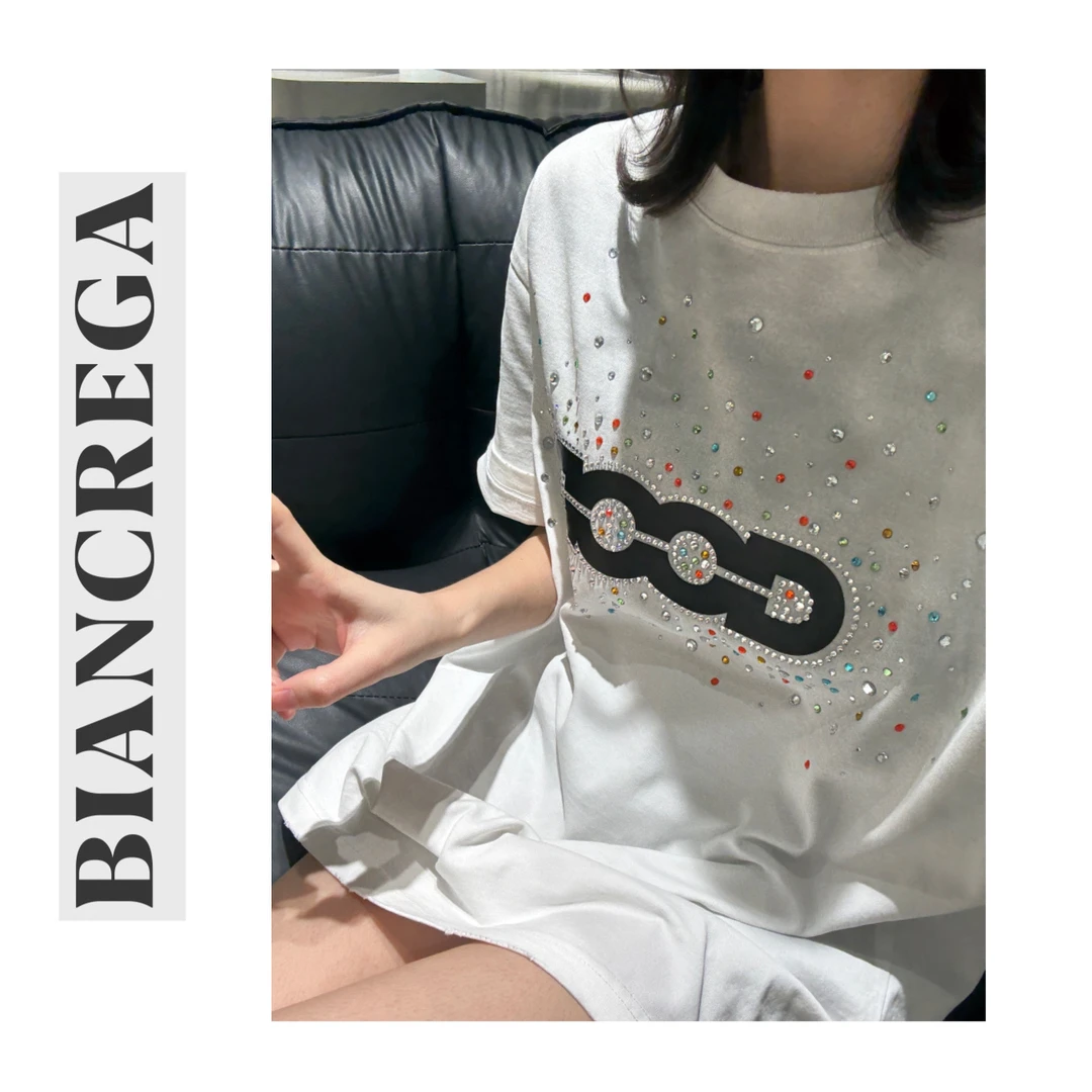 【kk专属】巴家“GOD满天星”超重工烫钻男女同款T恤 6403