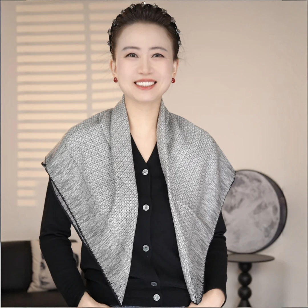 【编织小香风】88cm桑蚕丝羊毛双面保暖围巾冬季防风护颈百搭G65