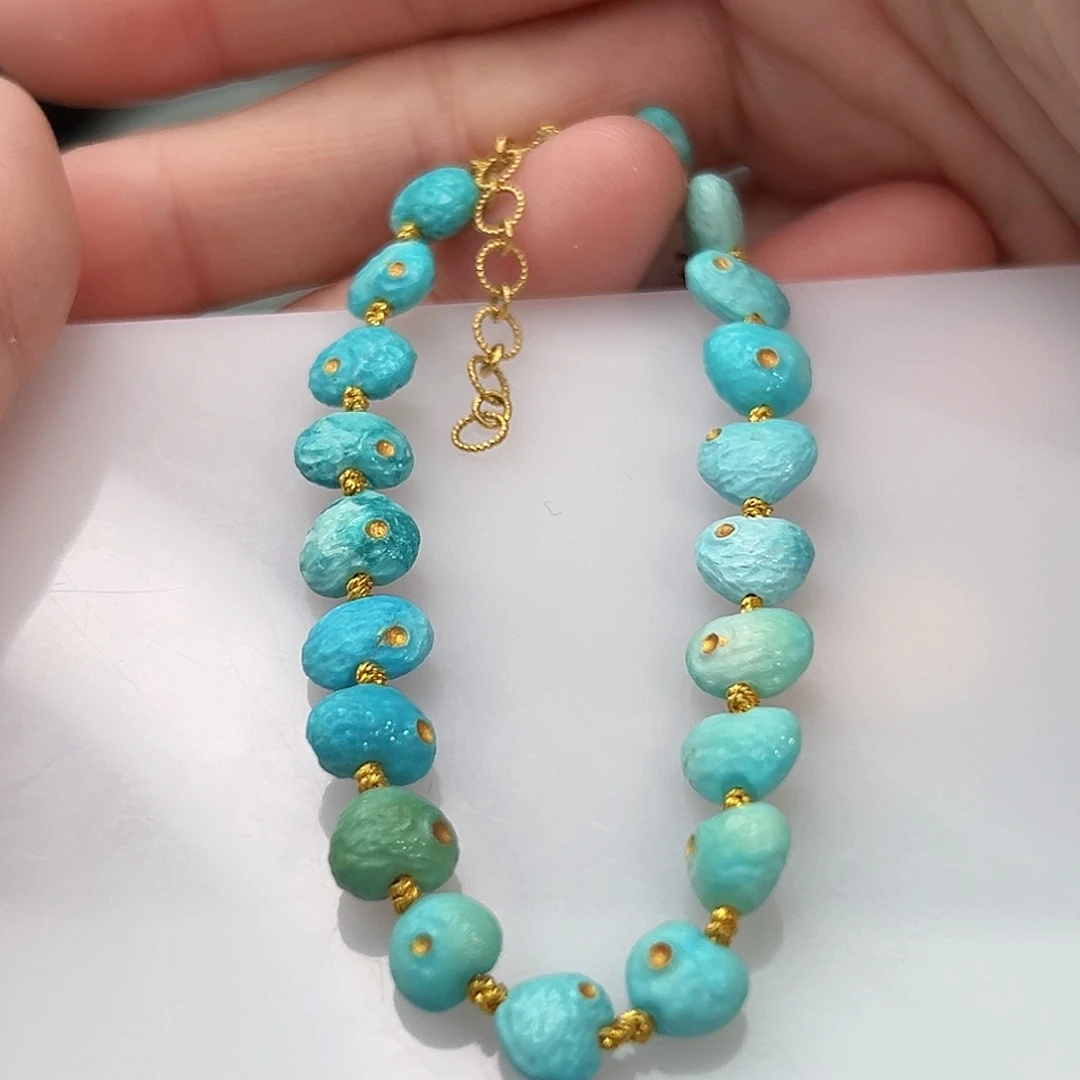 绿松石珠宝奇石18K金镶嵌