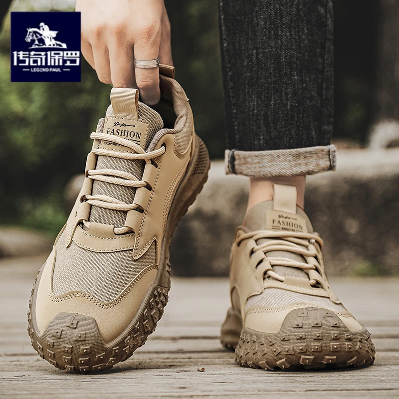 传奇保罗正版劳保鞋男鞋2026冬季新款百搭休闲鞋子厚底防滑登山鞋