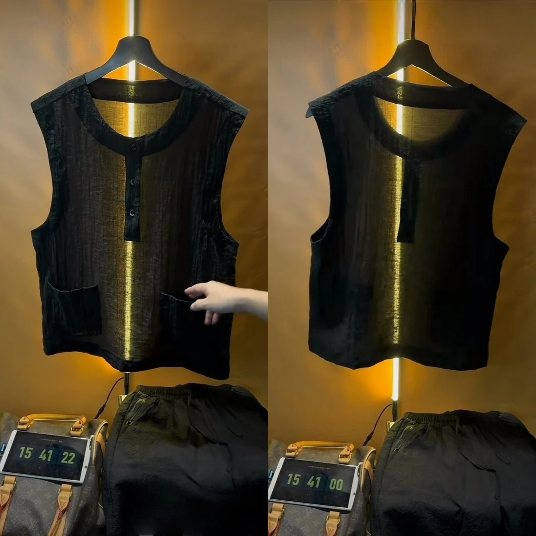 坎肩袖轻薄透气舒适亲肤圆领无袖T恤休闲气质轻奢时尚百搭背心T恤