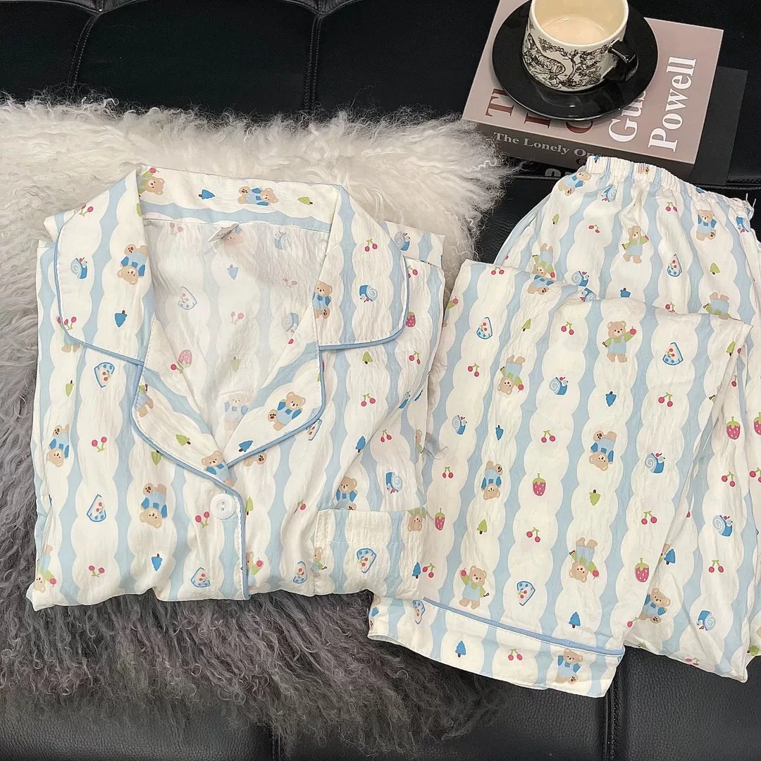 【长袖花园小熊】秋季云朵绵女士女两件套家居服卡通女士剪指甲刀