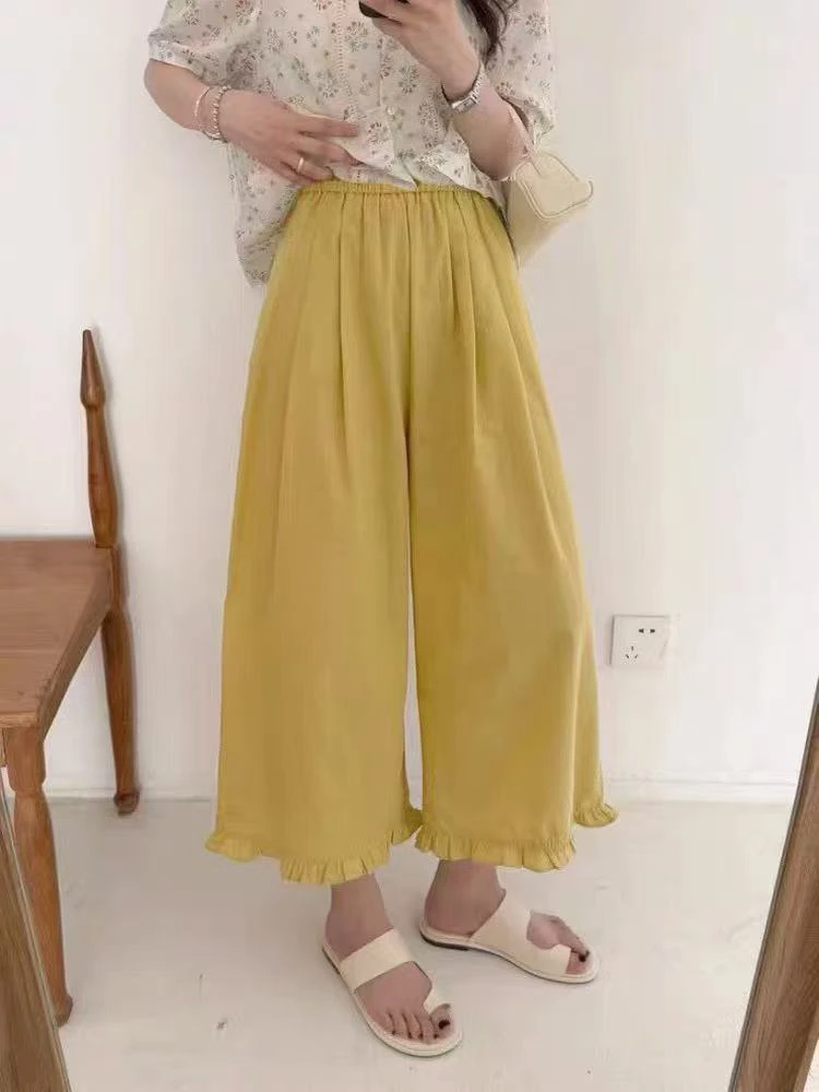 小两口橙显瘦百搭花边凉凉裤25118