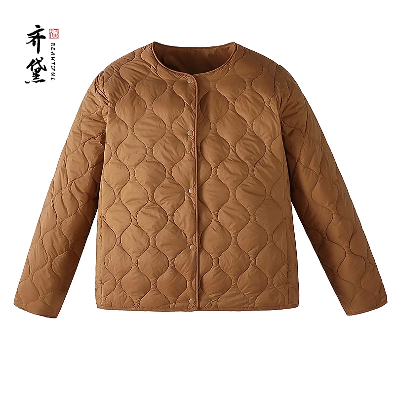 齐黛妈妈羽绒服冬装2025新款加厚保暖防泼水90白鸭绒内胆短外套女