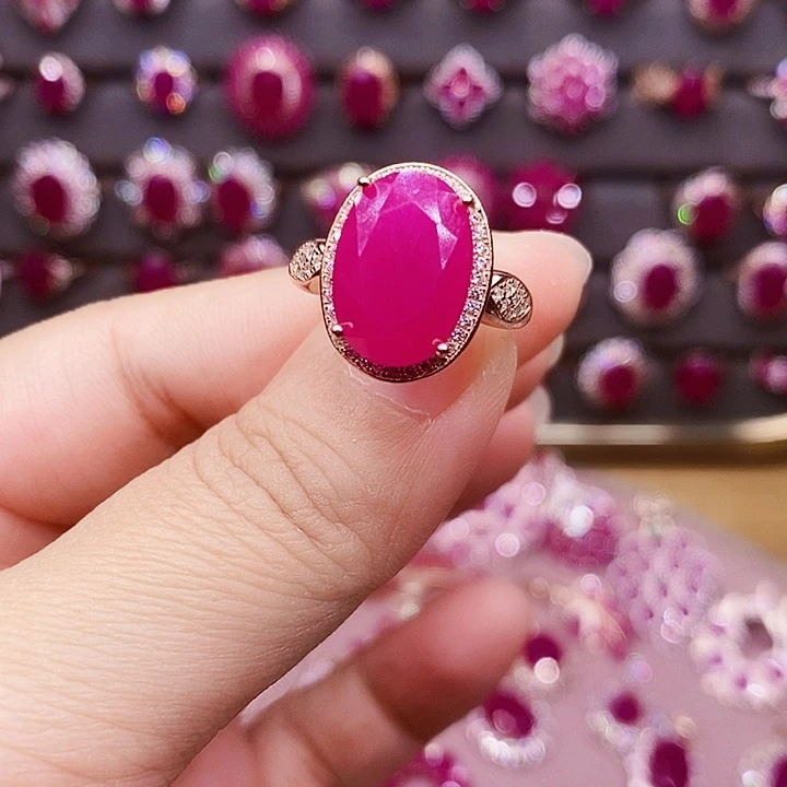 昔***来银S925镶嵌红宝石戒指