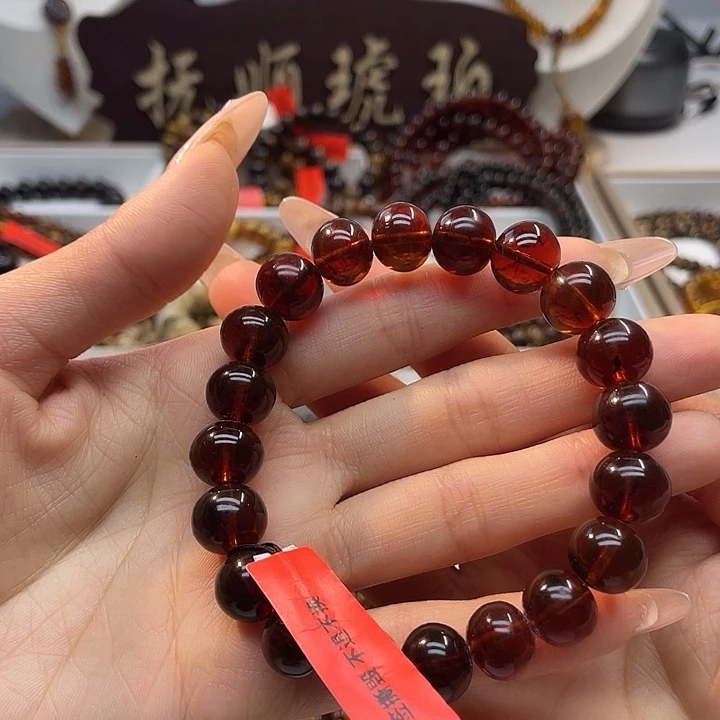 琥珀未镶嵌裸石血珀手串11+