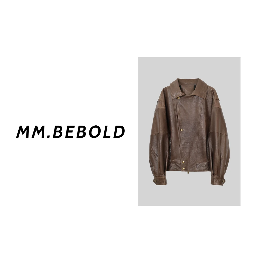 【妙姐精选】柏林诗 绵羊皮100% 复古做旧机车风皮衣外套GM566