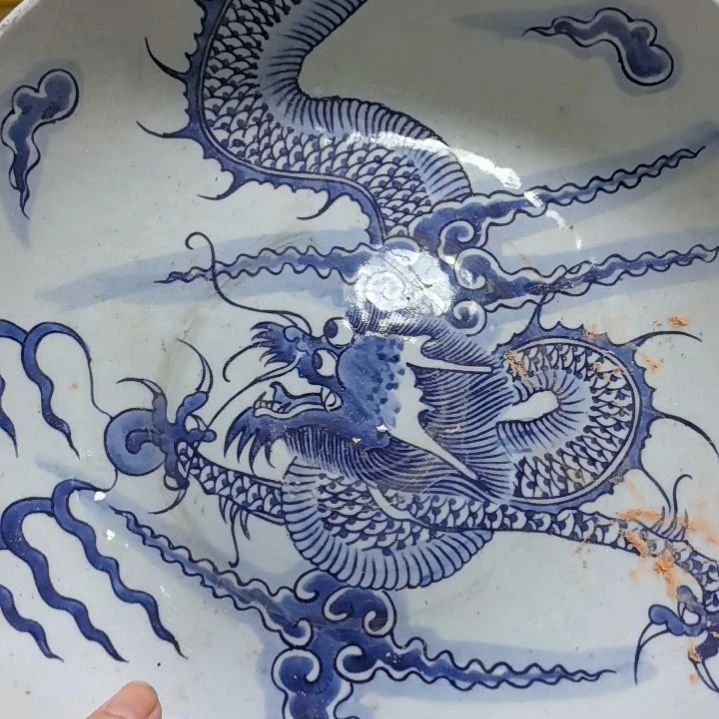 收***道青花盘一个全品大