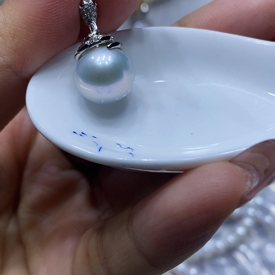 淡水珍珠耳钉银S925镶嵌