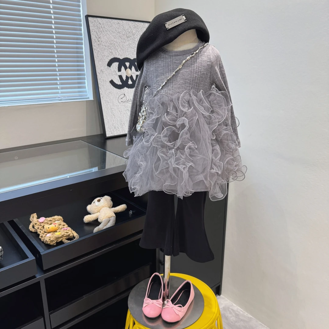 女童秋季新款洋气拼接纱纱上衣套装Q5-62/Q5-05