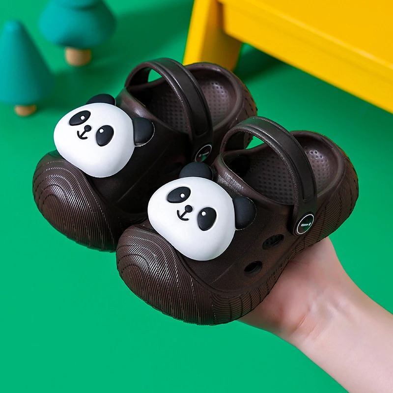 熊猫儿童拖鞋男童洞洞鞋夏季室内幼儿女童凉拖宝宝男孩沙滩防滑