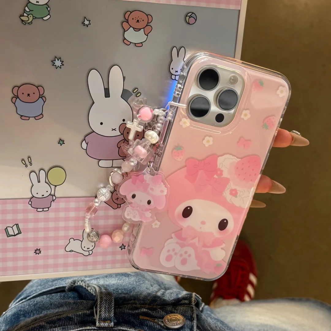 可爱粉色美乐蒂双层适用iPhone17Promax手机壳16pm小众15pm创意13