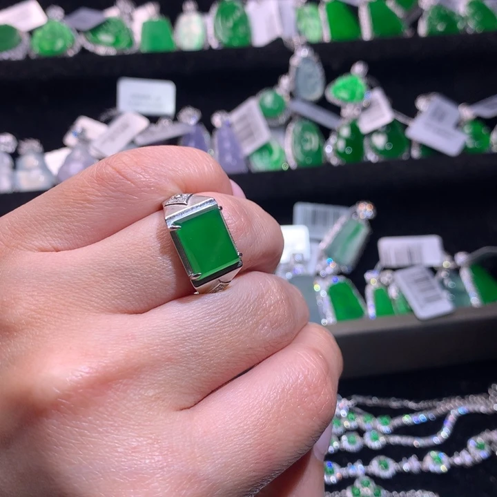 【闪购商品】银S925镀金镶嵌戒指翡翠