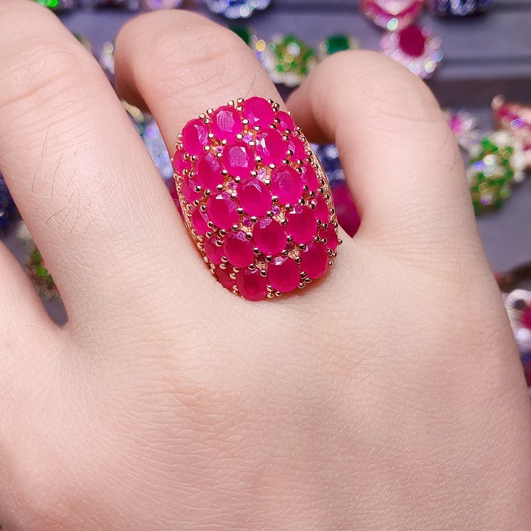 银S925镶嵌戒指红宝石