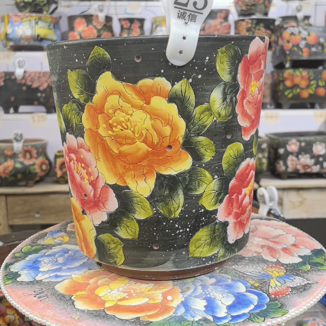 红泥花盆景德镇花盆