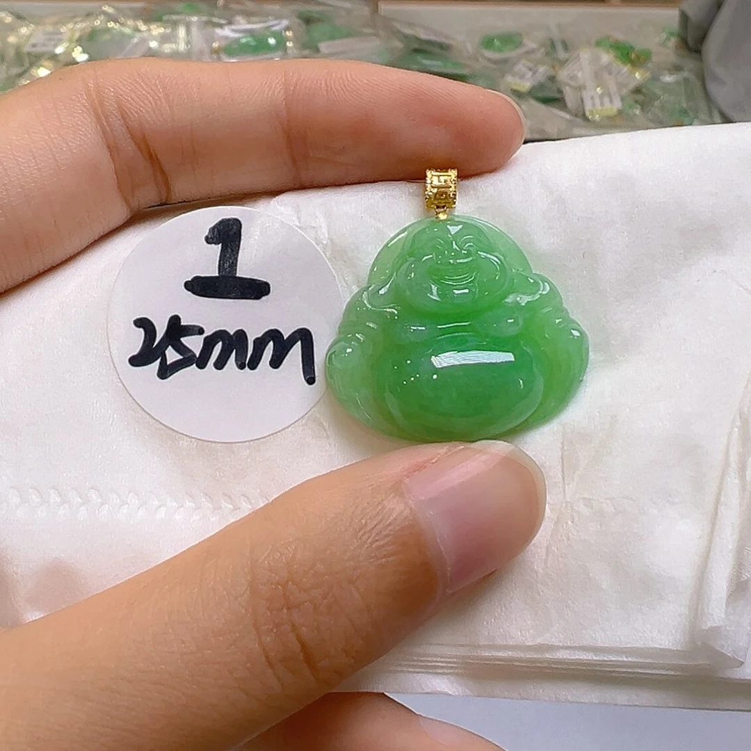 翡翠18K金镶嵌吊坠(不含链)翡翠