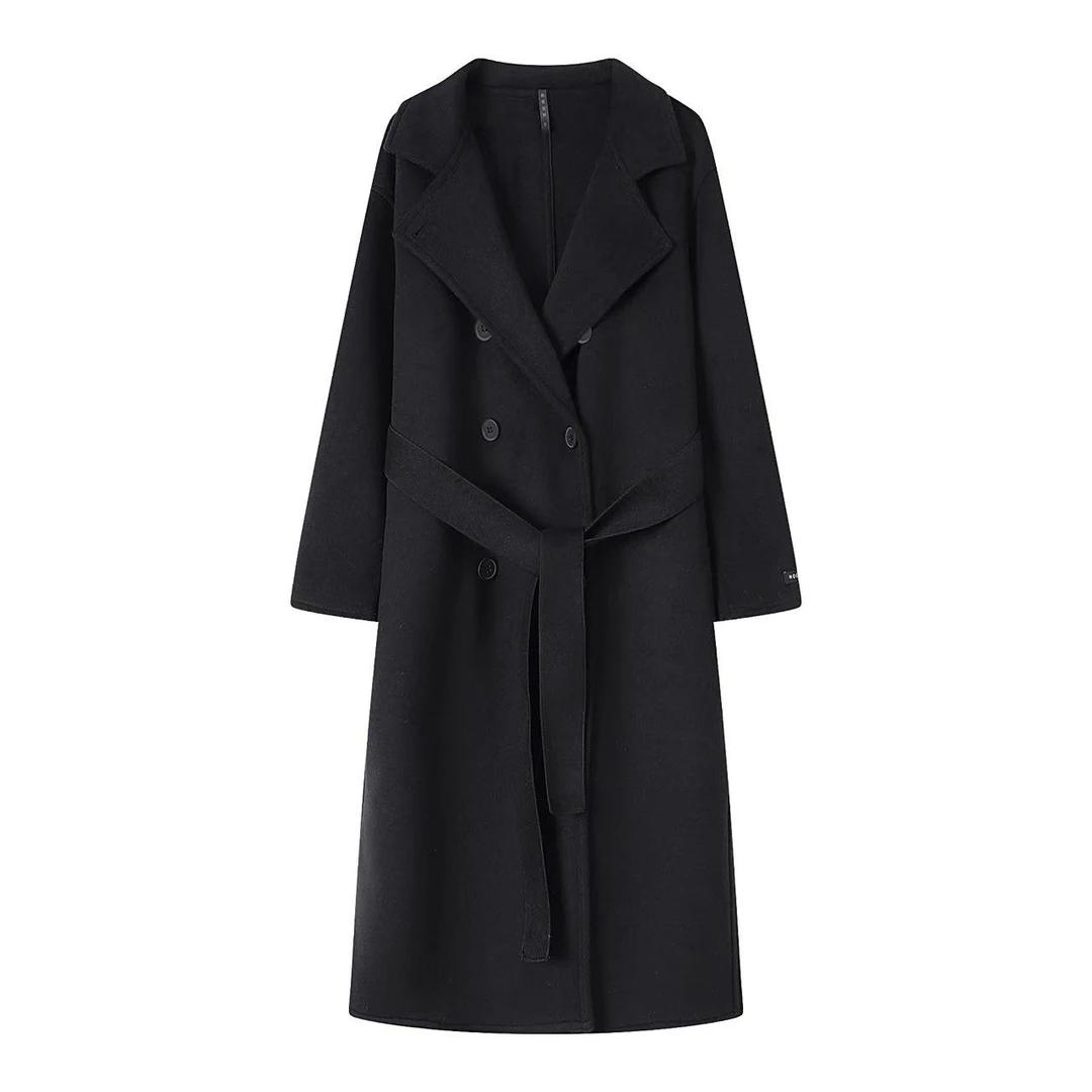 C秋冬上新韩版双面呢大衣百搭双面绒女装中长款风衣羊毛外套