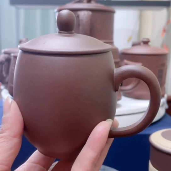 紫砂茶杯紫泥小龙蛋杯