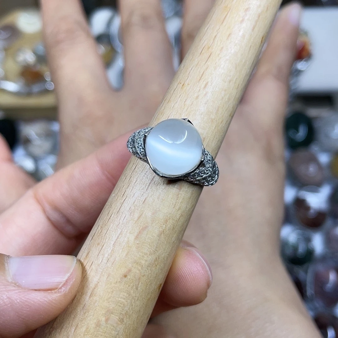 【闪购商品】银S925镶嵌珠宝半成品水晶戒指
