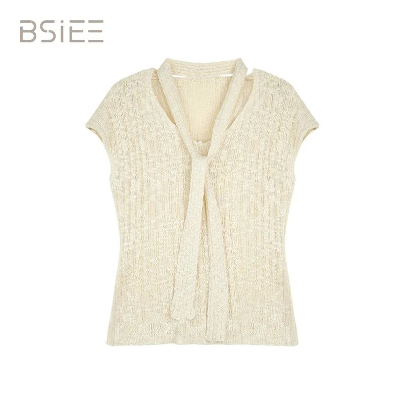 BSiEE本涩挂脖肌理毛织时尚时尚休闲设计师复古