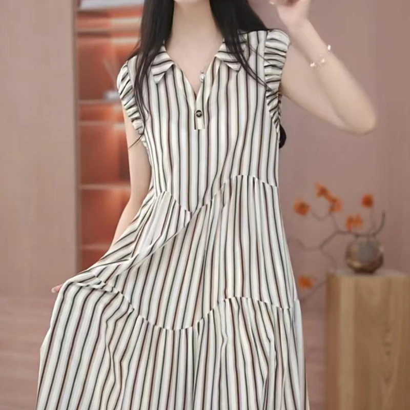 妍2025夏季新款时尚气质显瘦遮肉减龄温柔中长款连衣裙C76#