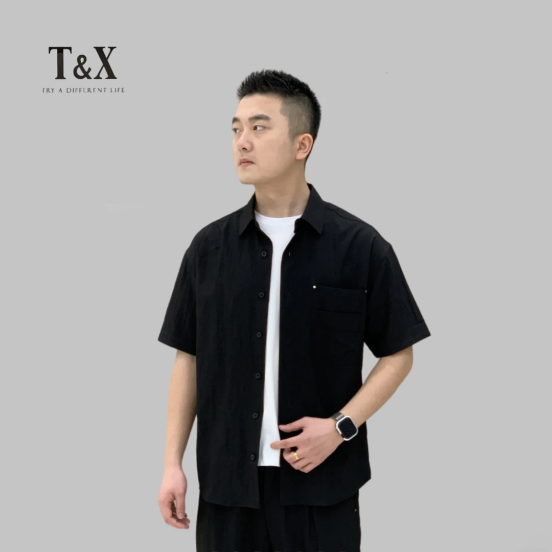 T&X/梯形2025夏季新款男士显瘦百搭冰凉透气舒适衬衫短袖外套0059