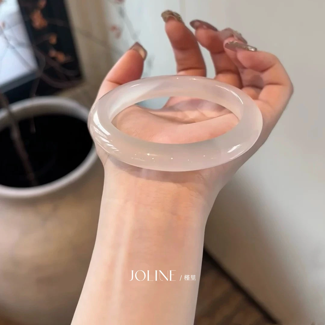 槿里 白月光香槟手镯女士高冰透猫眼荔枝冻镯子