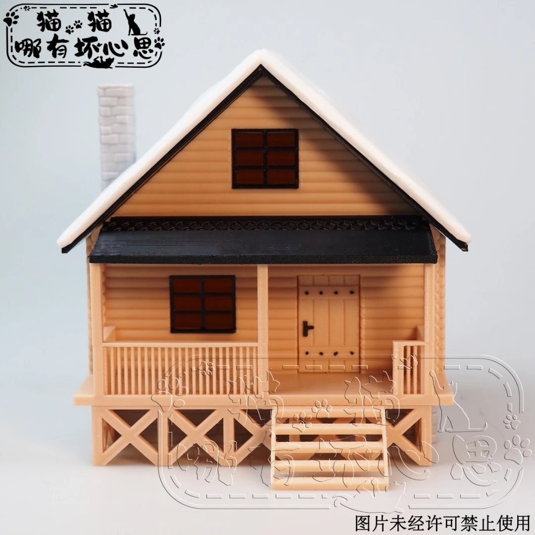 欧美式风64比例小木屋雪屋砖瓦玩具摆件微缩场景建筑模型diy二