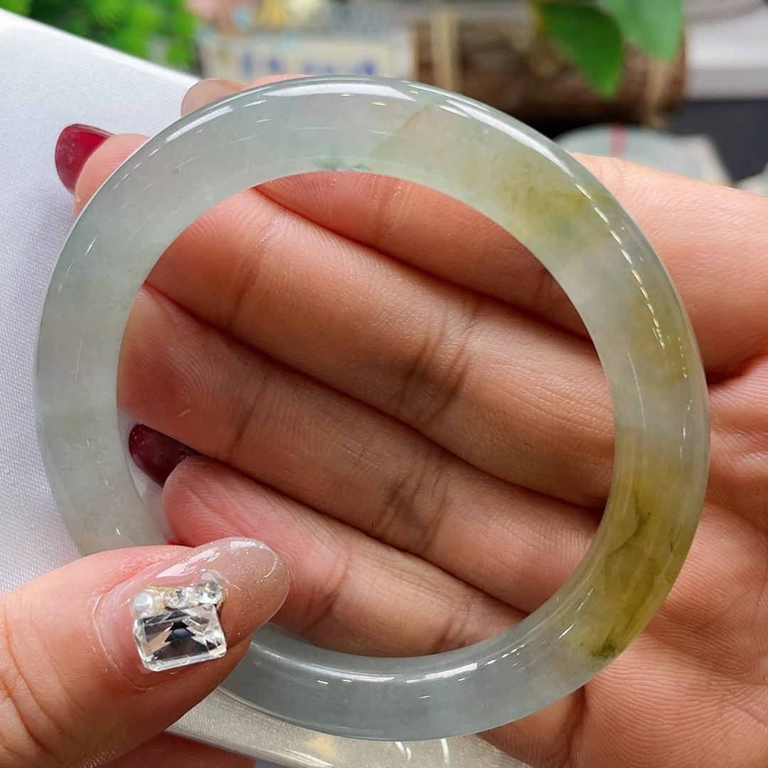 未镶嵌手镯翡翠48号冰黄54圈