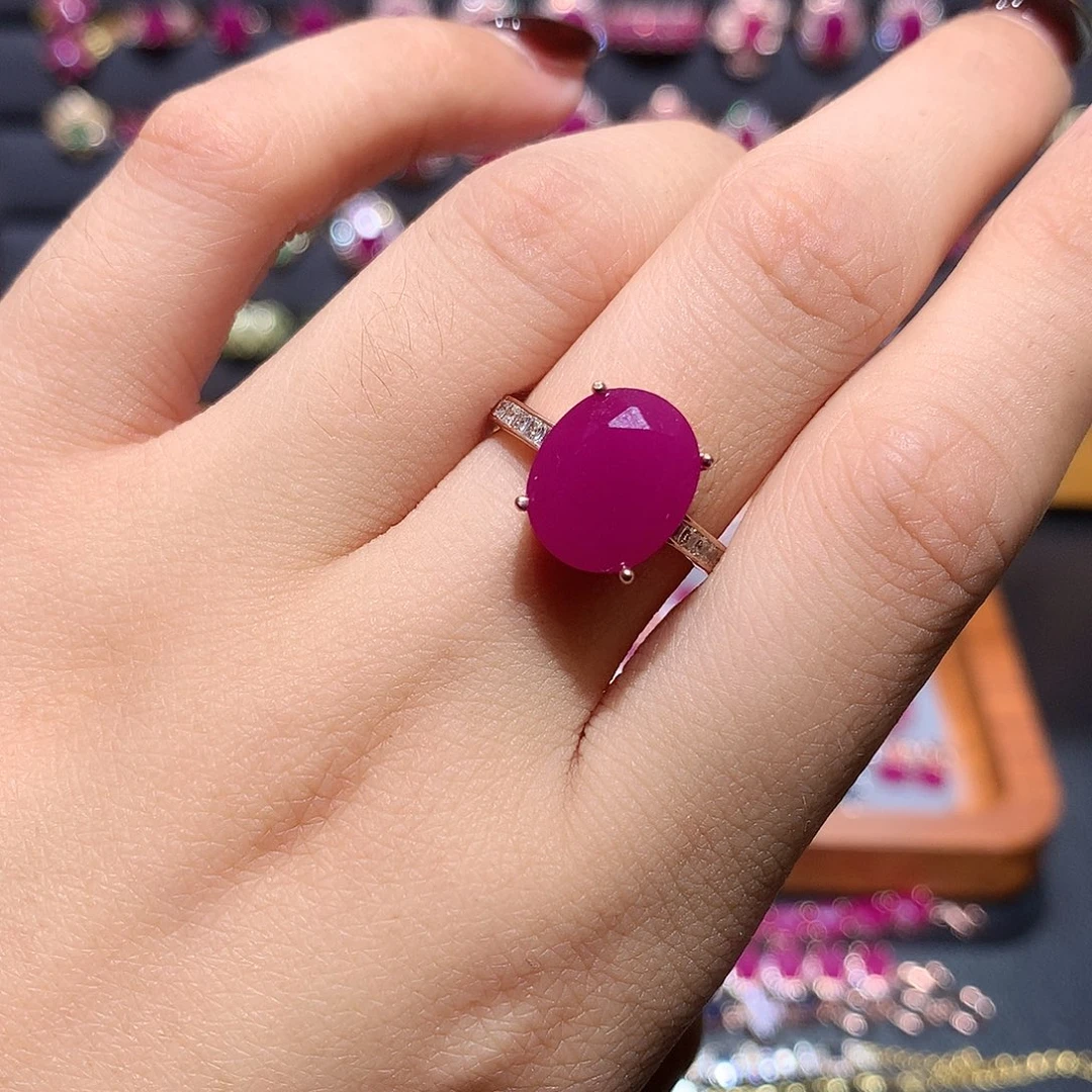 红宝石戒指银S925镶嵌